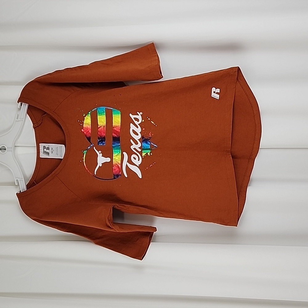 Russell Athletic Texas T Shirt Kids Burnt Orange Size Medium
